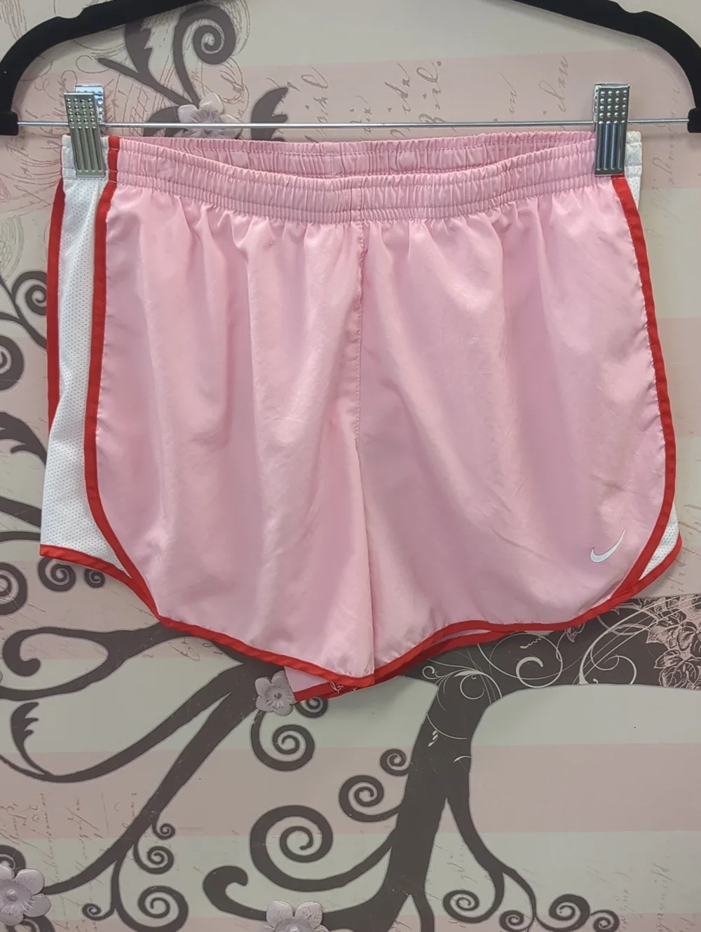 Nike Pink Athletic Shorts with Red Trim